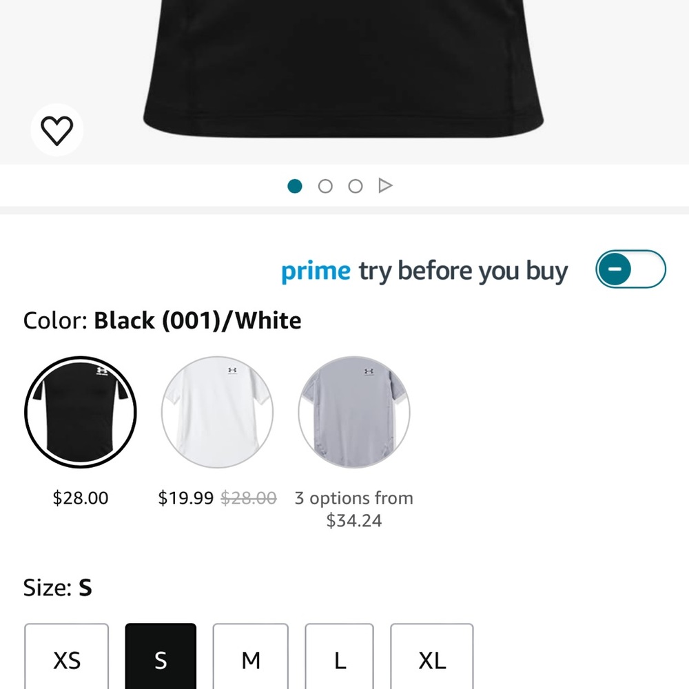 NWT Under Armour SS YSM black heatgear tee new with tags in poly bag.